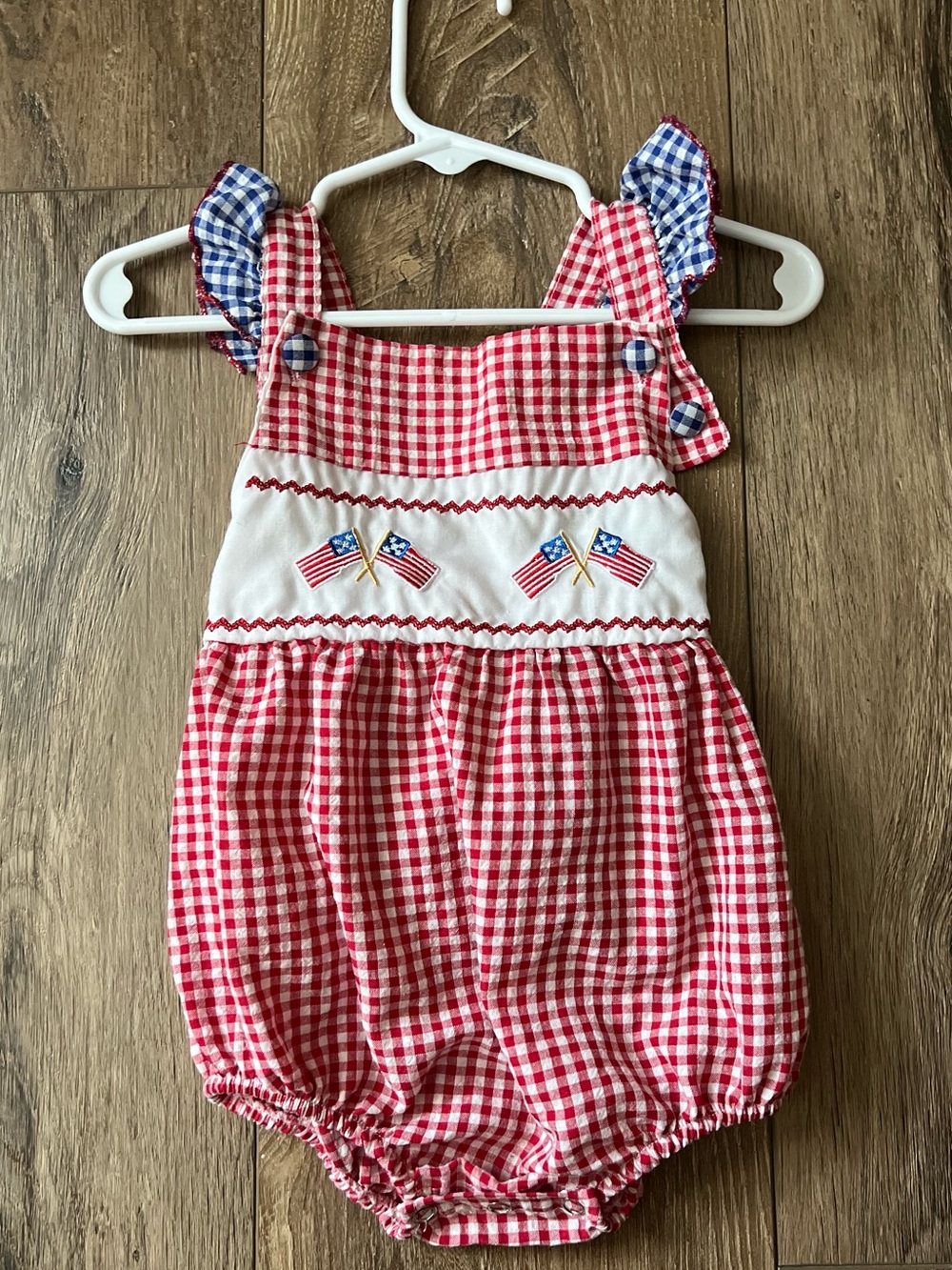 Red Gingham Baby Bubble, Patriotic, 4th of July
